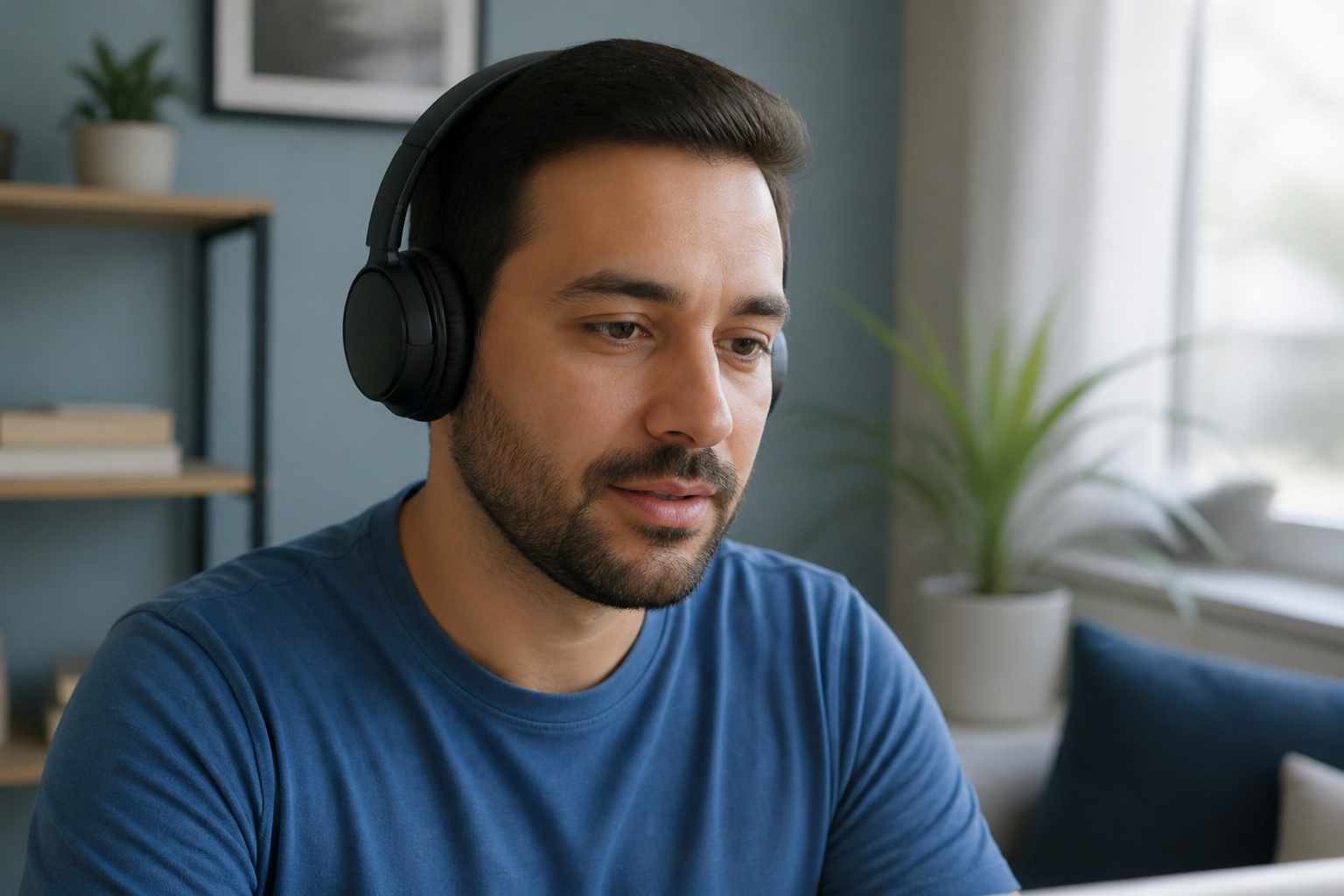 Adult practicing speaking for a real conversation