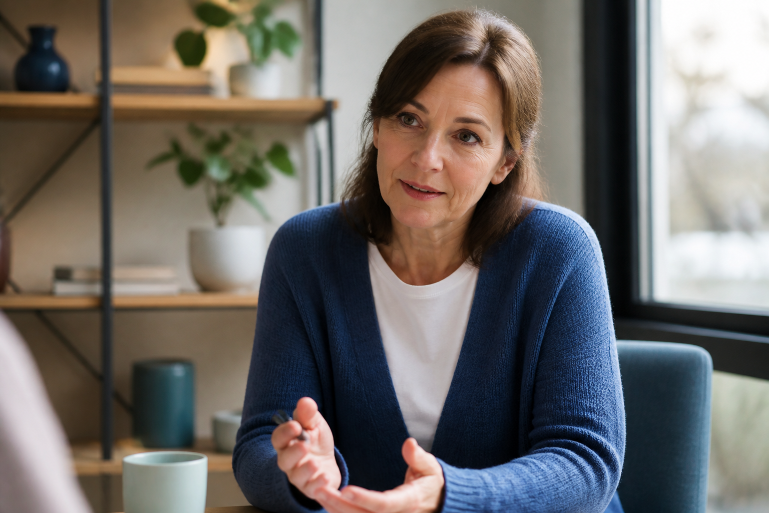 Adult practicing speaking for a real conversation