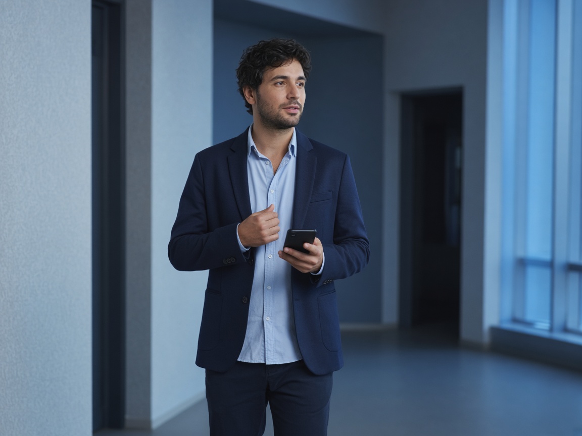 Adult quietly rehearsing a short introduction alone before joining a group