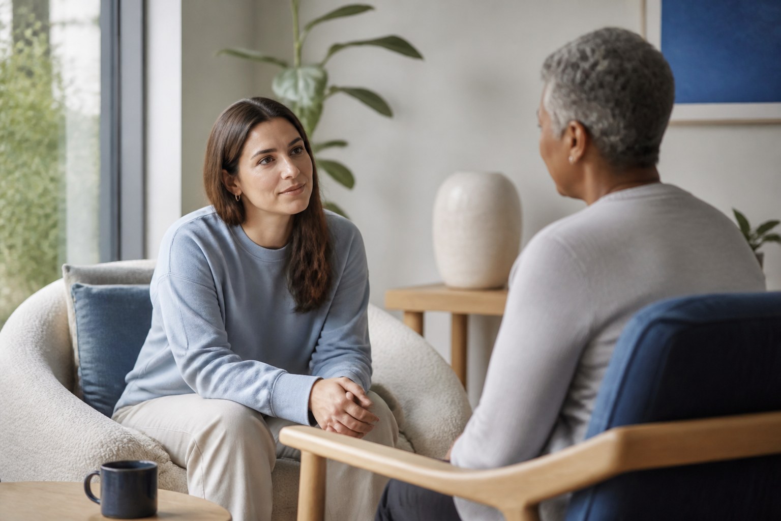 Adult practicing speaking for a real conversation