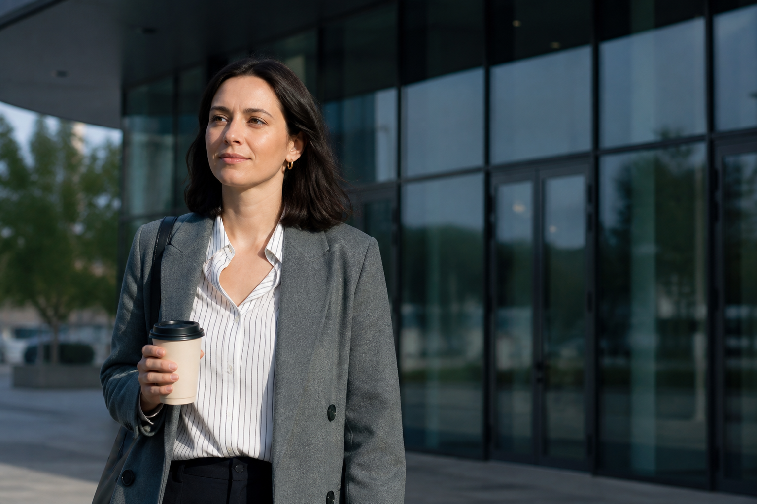 Adult walking calmly after a job interview